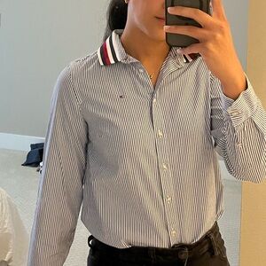 Tommy Hilfiger Blue and White Striped Shirt